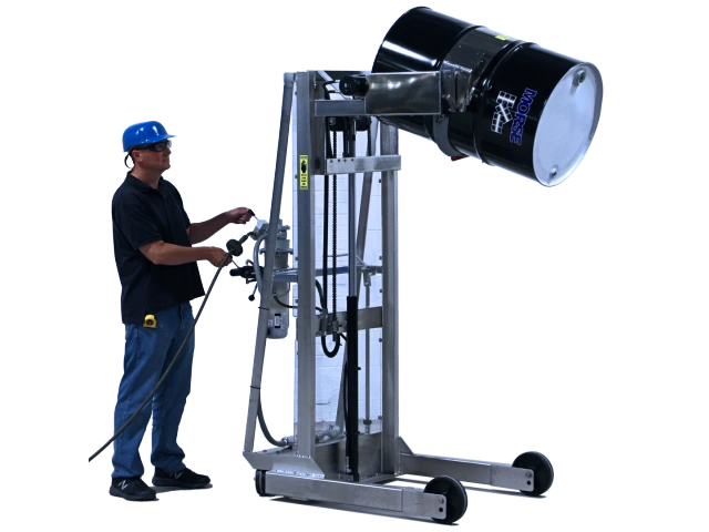 Model 510SS-114 Stainless Steel Vertical-Lift Drum Pourer with AIR Power Lift and Tilt Controls